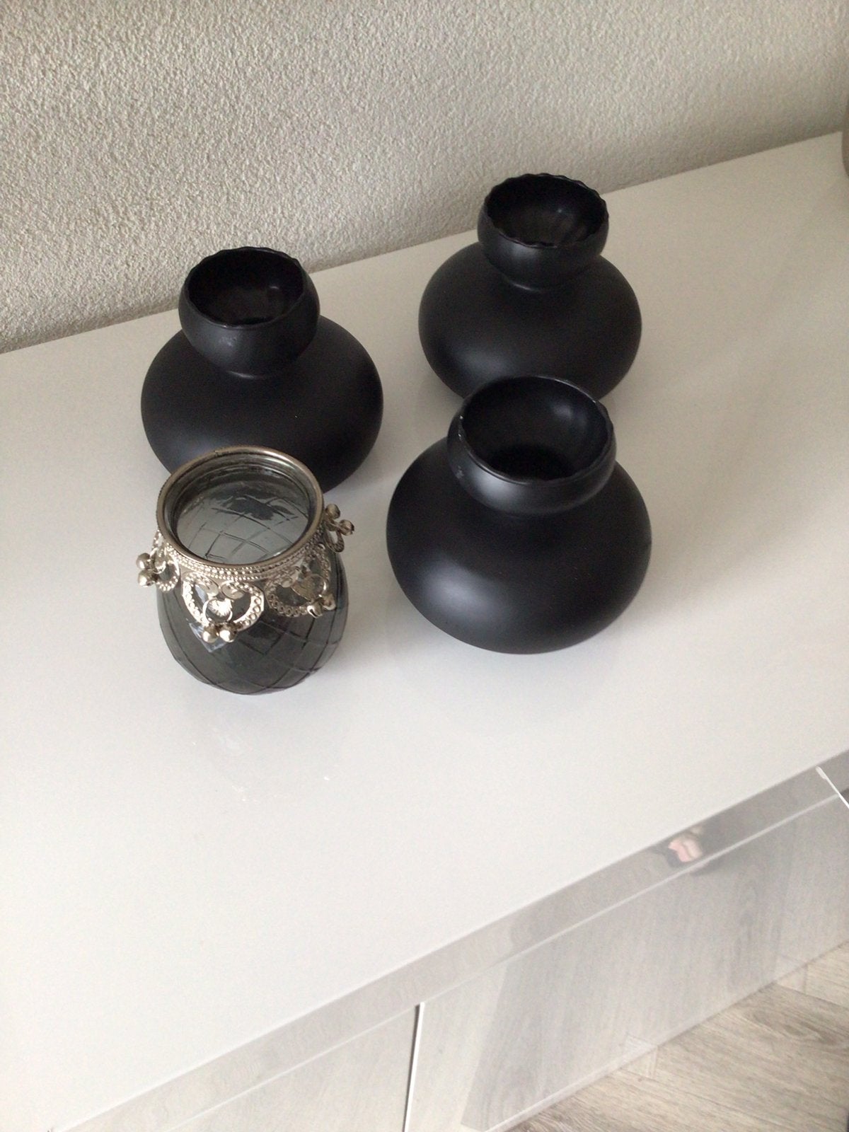 Bloemvaasjes in nette en degelijke staat., Overige materialen, Ophalen of Verzenden, Zo goed als nieuw, Balkon