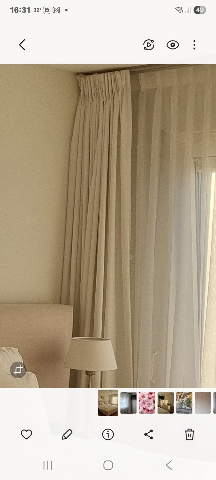 2 kamerhoge overgordijnen, roomwit - 2.40m x 1.90m, Ophalen