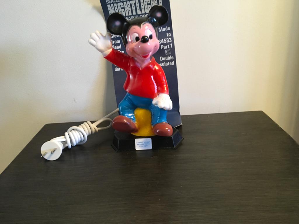 Vintage Mickey Mouse Nachtlampje - Walt Disney 1977, Verzamelen, Disney, Zo goed als nieuw, Beeldje of Figuurtje, Mickey Mouse