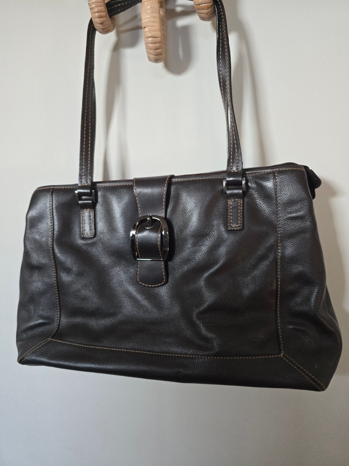 Picard leren handtas - donkerbruin, Ophalen of Verzenden, Zo goed als nieuw, Bruin, Handtas
