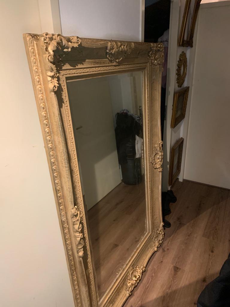 Grote gouden spiegel met barokke lijst barok xxl, Antiek en Kunst, Antiek | Spiegels, Ophalen, Rechthoekig, 50 tot 100 cm, 150 tot 200 cm