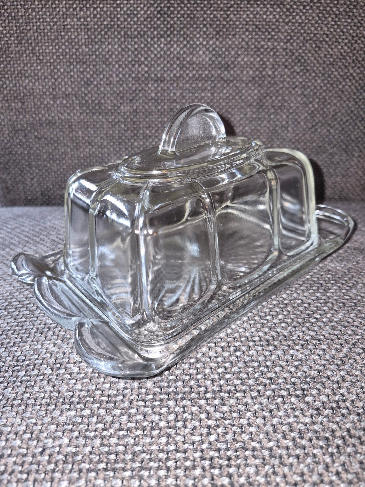 Glazen botervloot (kaas)met deksel - Vintagepers glas, Ophalen of Verzenden