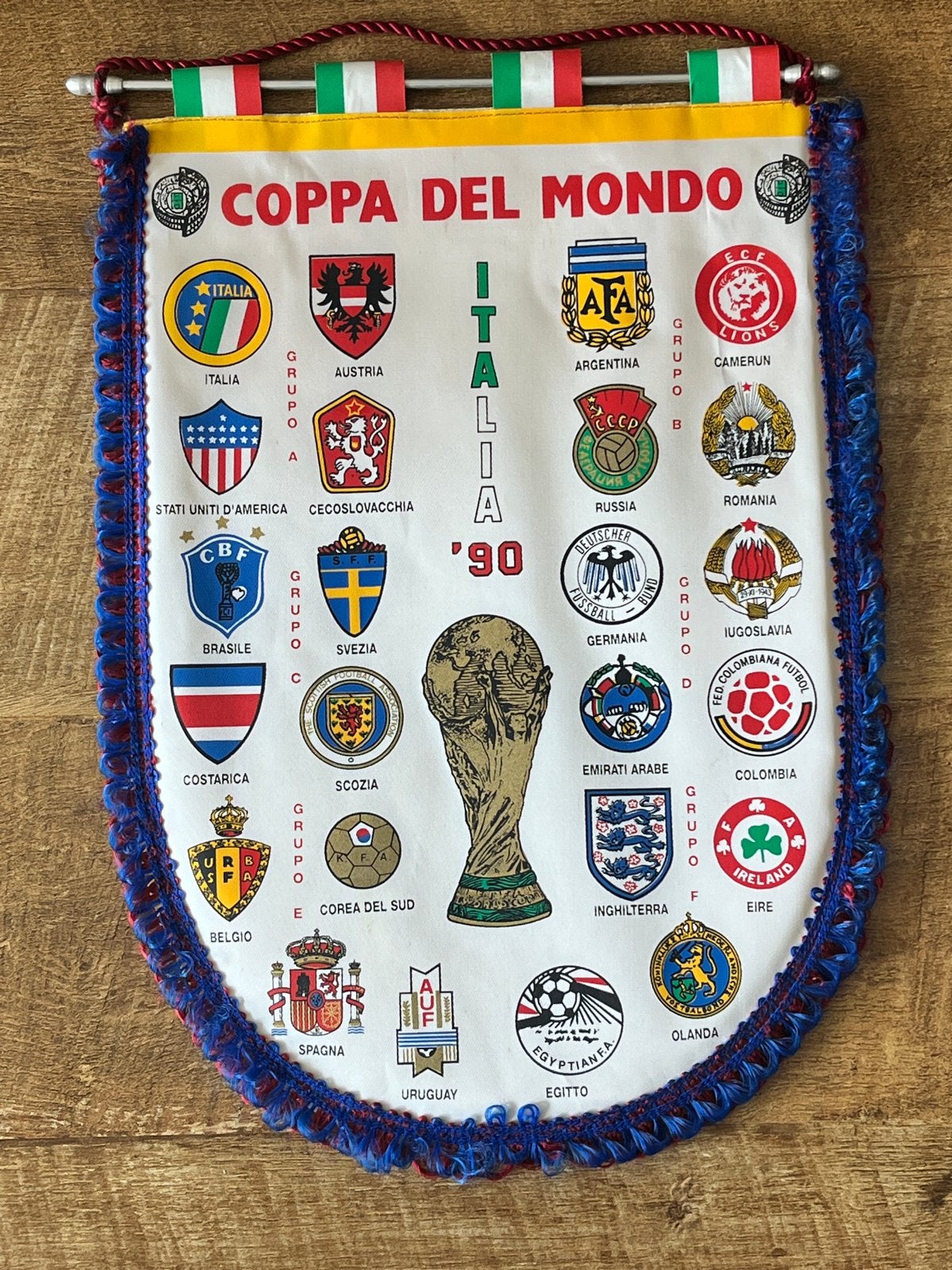 WK 1990 Italië Vaantje - Coppe del Mondo, Ophalen of Verzenden, Gebruikt, Overige sporten, Vaantje of Sjaal