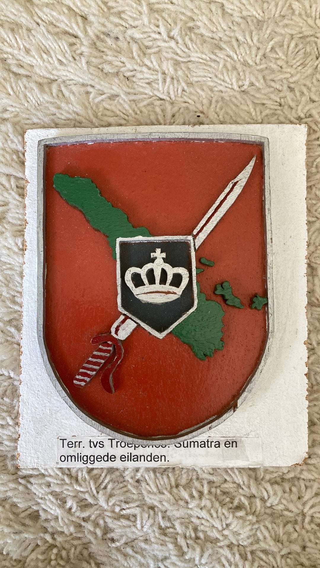 KNIL Troepencommando Sumatra en omliggende eilanden, Verzamelen, Ophalen of Verzenden, Landmacht, Nederland, Embleem of Badge