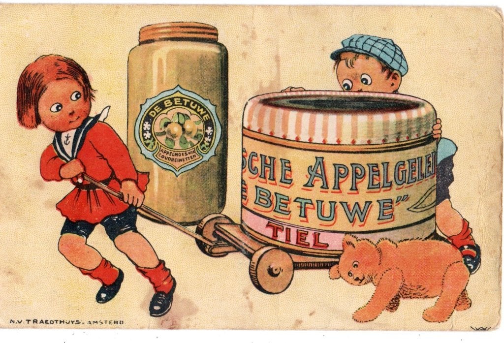 Tiel, Reclamekaart De Betuwe Appelgelei. 7564, Ophalen of Verzenden, 1920 tot 1940, Ongelopen, Gelderland
