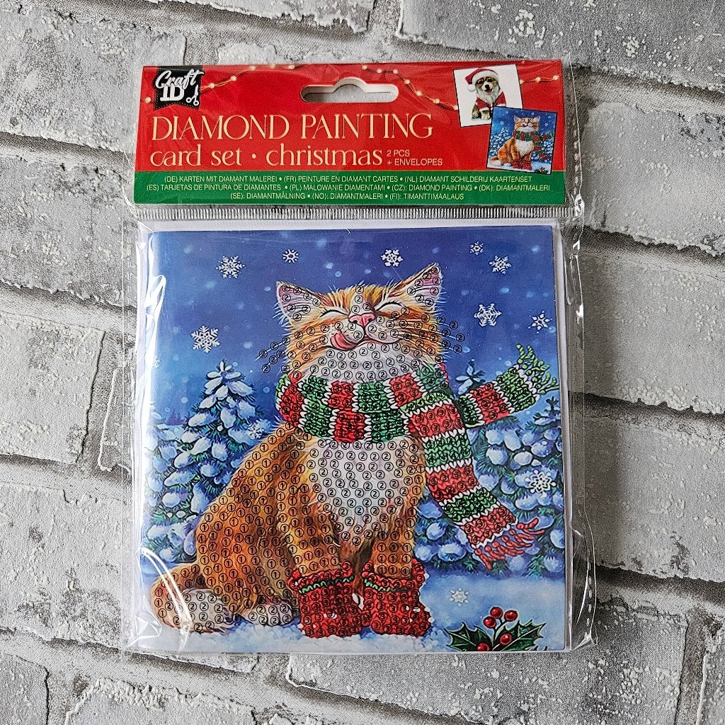 Diamond painting kerstkaarten Hond en kat maken DIY Kit