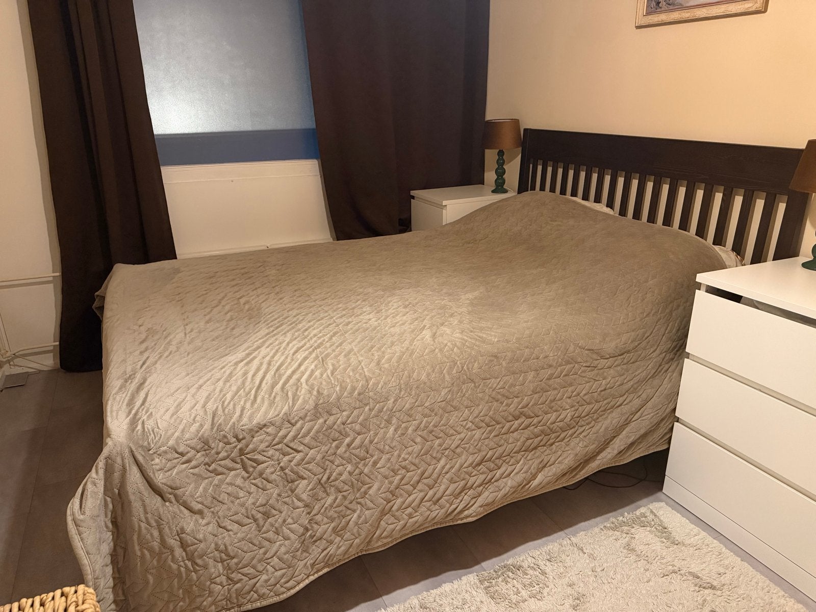 Ikea Idanäs bed 140x200, Ophalen, Gebruikt, Bruin, Tweepersoons