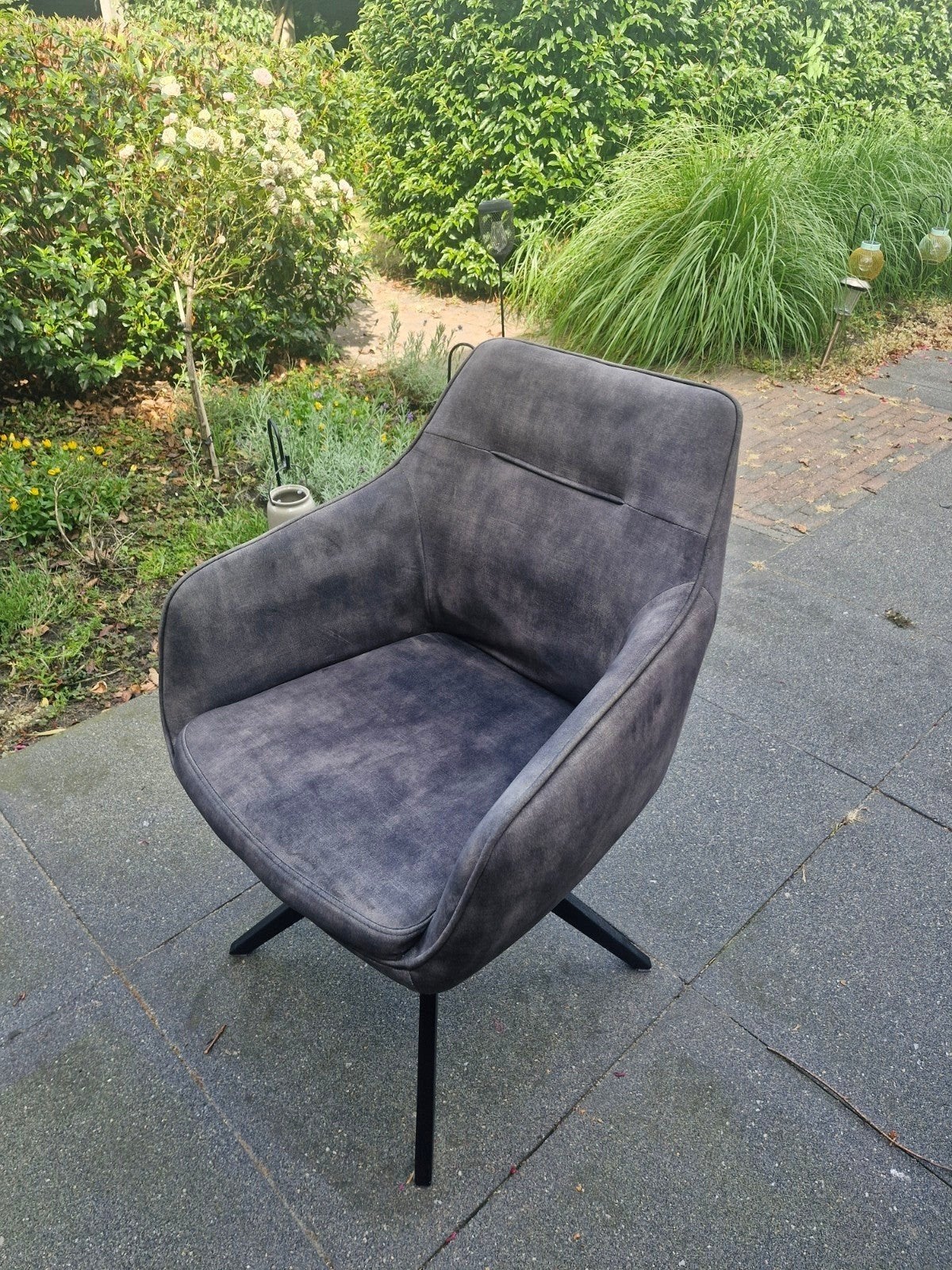4 Draaibare eetkamerstoelen - Velvet groen., Huis en Inrichting, Stoelen, Ophalen, Overige kleuren, Zo goed als nieuw, Stof