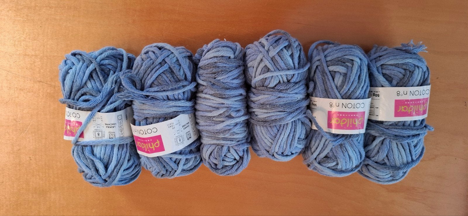 Phildar Coton n8 Denim - 6 bollen katoen/acryl garen, Ophalen of Verzenden