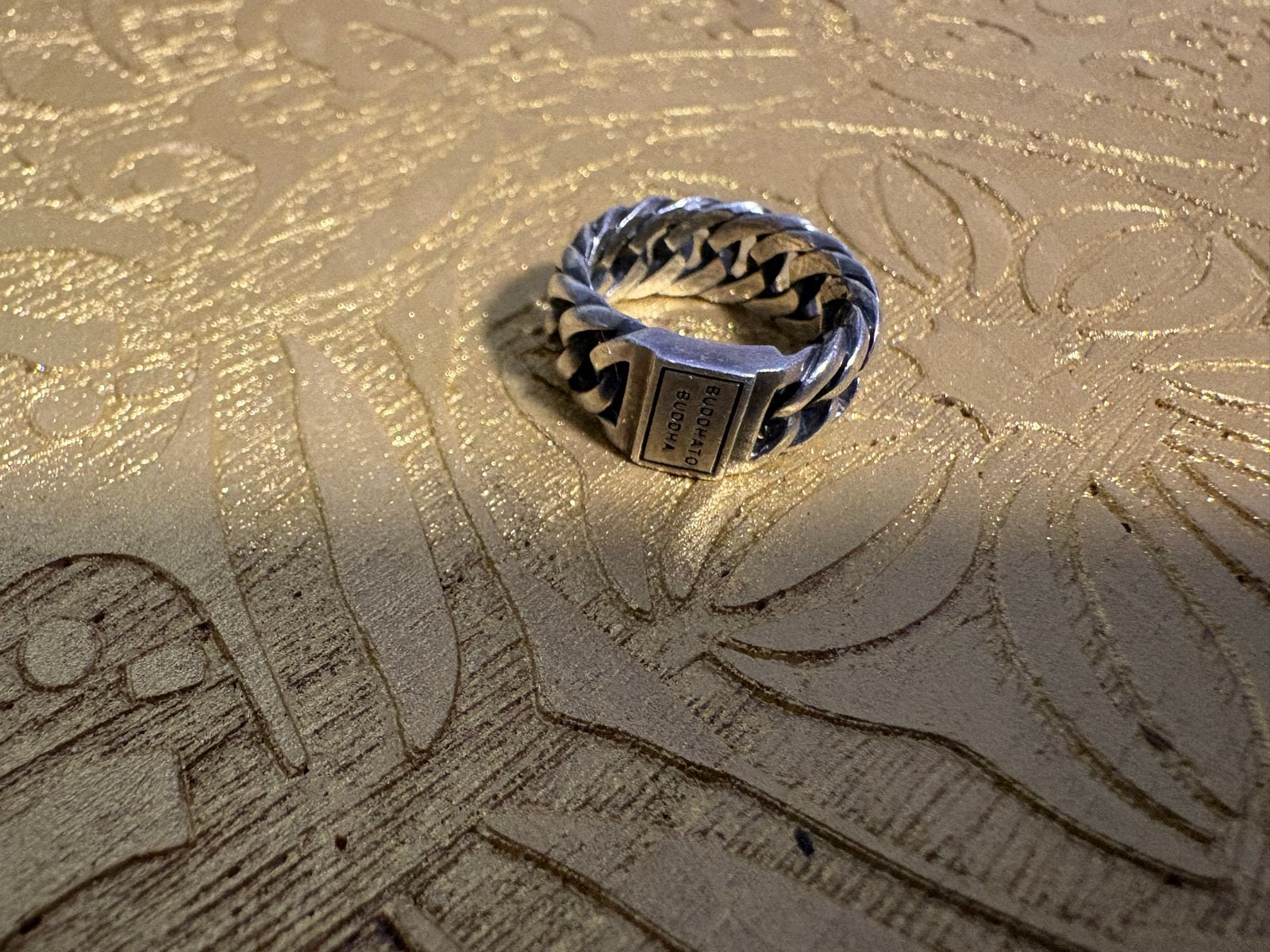 Buddha to Buddha ring, zilveren schakelring, Ophalen, 19 tot 20, Zo goed als nieuw, Dame of Heer