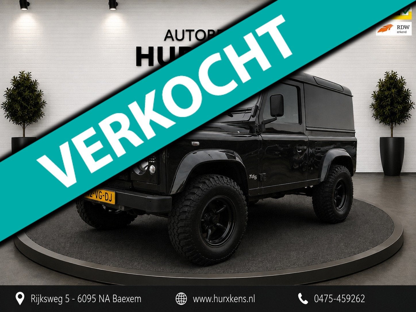 Land Rover Defender 2.5 Td5 90" Hard Top, Euro 2, Zwart, 2495 cc, Alcantara