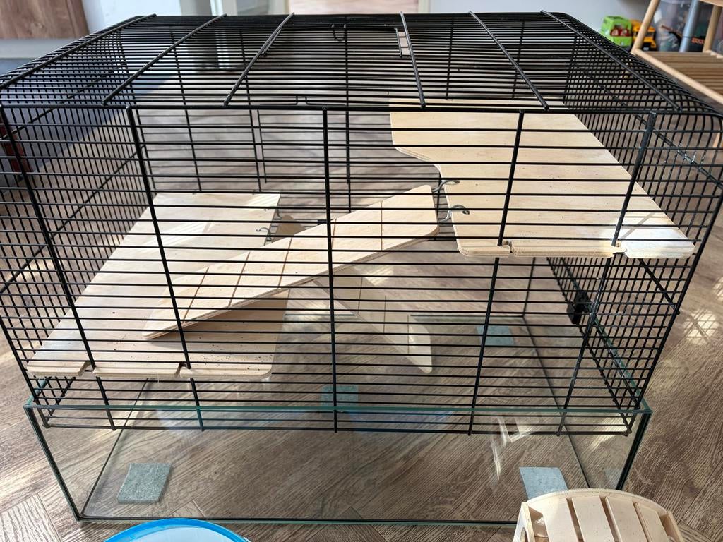 Hamsterkooi 58x38x46 met accessoires, Kooi, Minder dan 75 cm, Ophalen, Minder dan 60 cm
