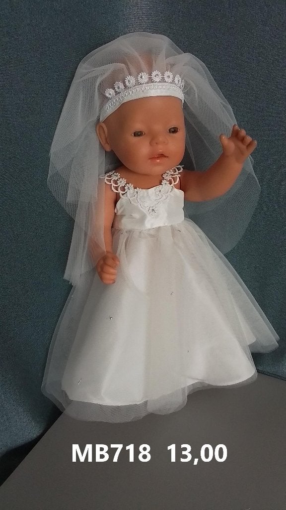 Poppenkleertjes baby born. Bruidsjurk. Opbrengst KiKa., Ophalen of Verzenden, Nieuw, Babypop