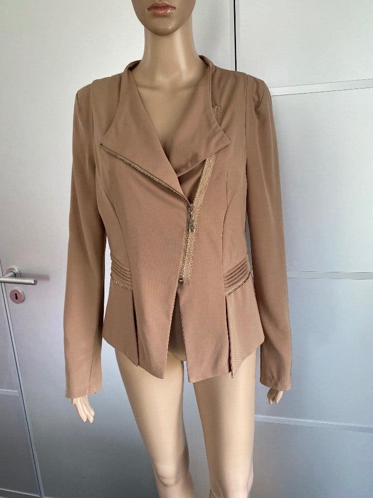 K237 jasje maat 38=M blazer colbert bruin/beige Drole de Cop, Maat 38/40 (M), Beige, Ophalen of Verzenden, Zo goed als nieuw