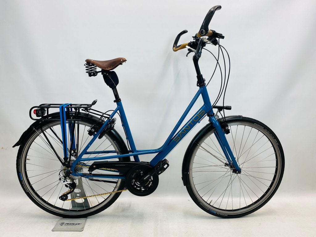 SANTOS Trekking damesfiets L-57cm – mat blauw, Overige merken, Versnellingen, Zo goed als nieuw, 56 cm of meer