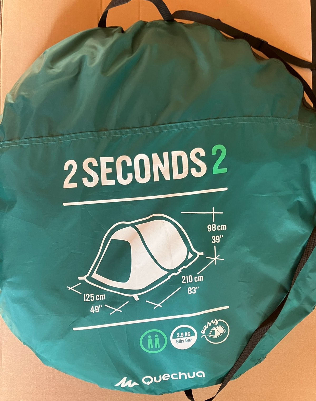 ZGAN Quechua 2 Seconds Tent tweepersoons Pop Up Tentje, Caravans en Kamperen, Ophalen of Verzenden, Zo goed als nieuw, Tot en met 2
