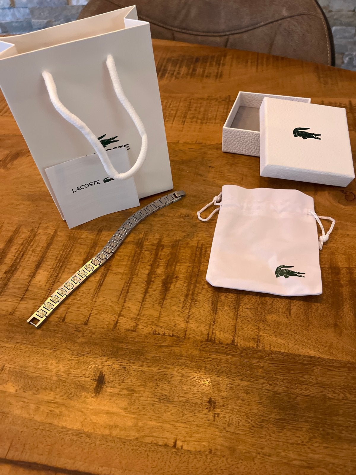 Lacoste Armband Zilverkleurig met Krokodil Logo, Ophalen of Verzenden, Nieuw, Zilver, Staal