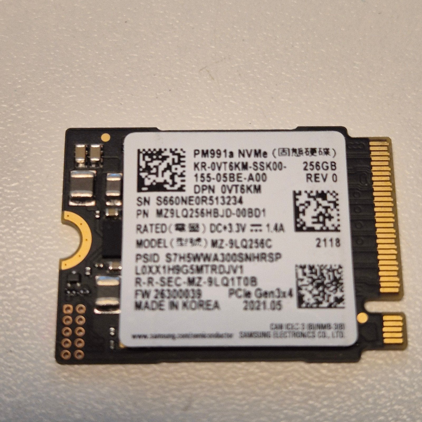 Samsung PM991a 256GB Nvme SSD 2230, Intern, Gebruikt, 256GB, Verzenden