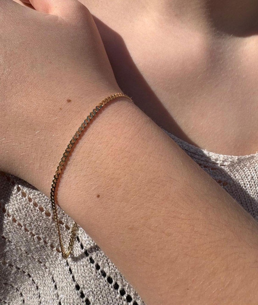 Gourmet schakel armband 14k goud luxe dames stevig design, Voordeelsieraden, Verzenden, Zo goed als nieuw, Met edelsteen