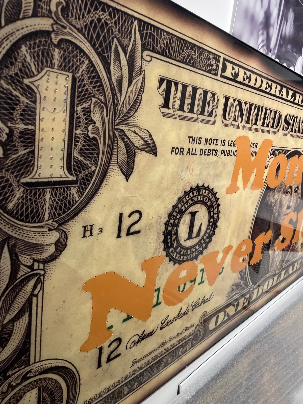 Exclusief epoxy : "Money Never Sleeps"200x70, Ophalen, Overig onderwerp, Print, Overige materialen