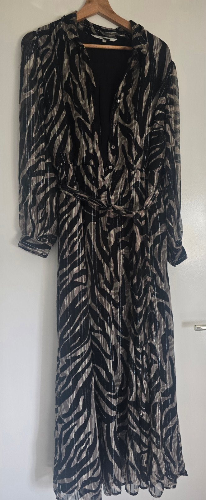 Miljuschka jurk maat 42 met zebraprint, Zwart, Maat 42/44 (L), Gedragen, Boven de knie