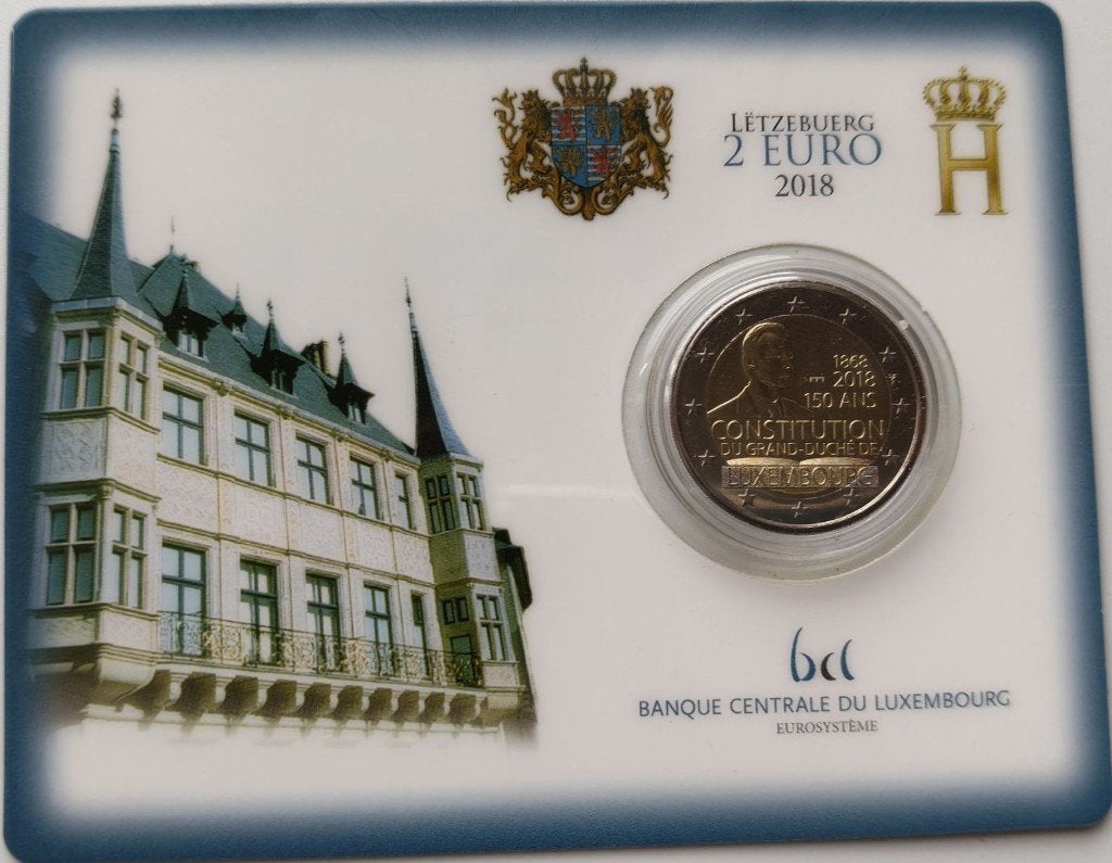 Luxemburg coincard 2018 - 150 jaar Grondwet - BU, Verzenden, Luxemburg, 2 euro, Setje