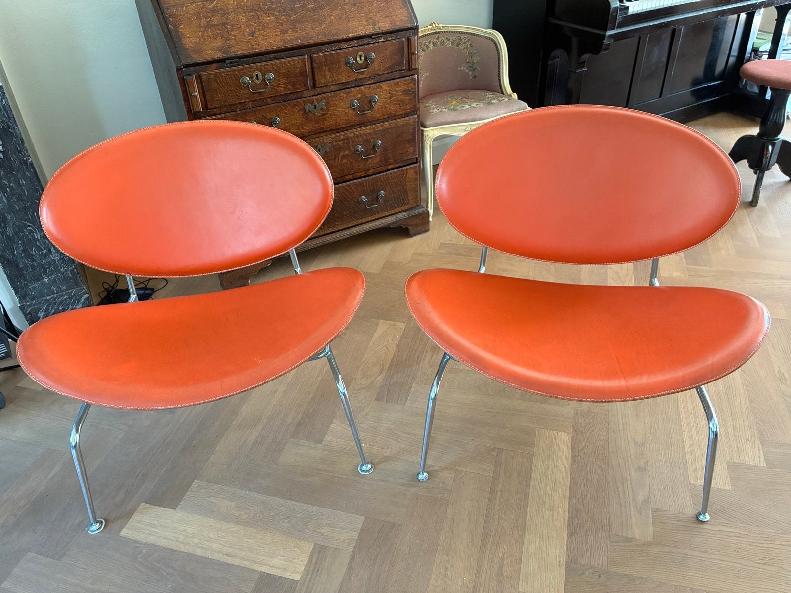 Set van 2 oranje  Vlinderstoelen, Ophalen, Gebruikt, Overige kleuren, Twee
