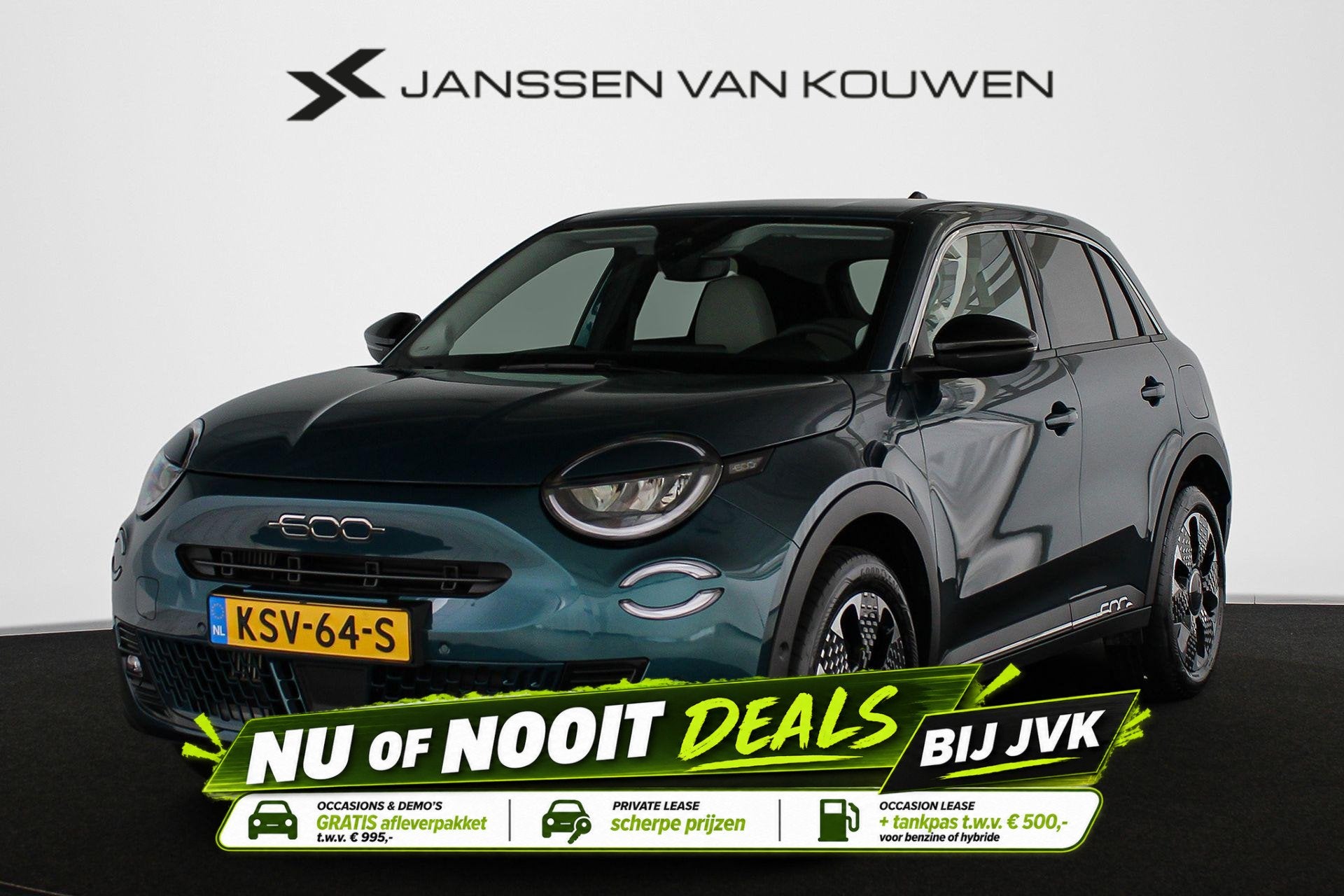 Fiat 600 1.2 Hybrid La Prima Leder Stoelverwarming Massage K, Auto's, Gebruikt, Euro 6, 1199 cc, Blauw