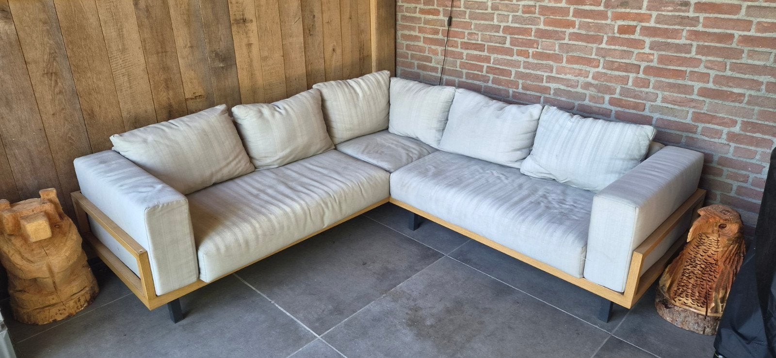 Loungeset Dean met aluminium frame, houtlook, Ophalen, Gebruikt, Stof, Modern, Scandinavisch