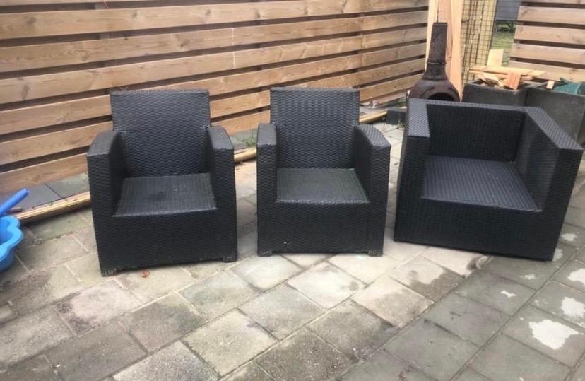 Gratis: 3 Wicker Tuinstoelen - ZSM Ophalen, Tuin en Terras, Tuinstoelen, Ophalen, Gebruikt, Wicker