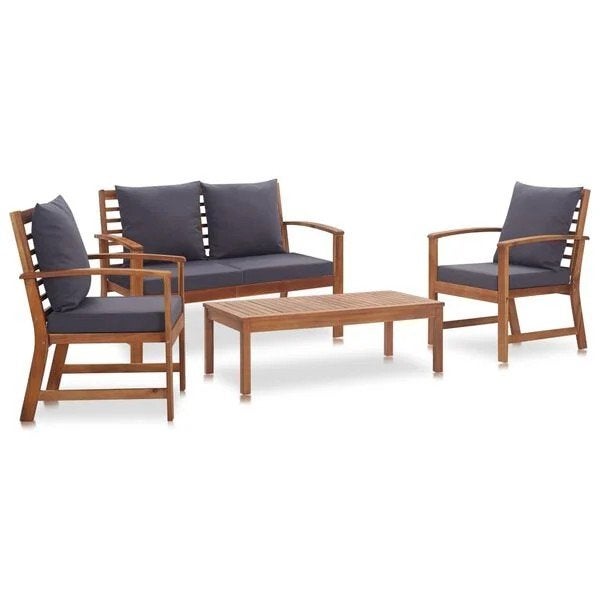 4-delige Loungeset  kussens massief acaciahout nieuw in doos, ., Nieuw, Ophalen of Verzenden, .