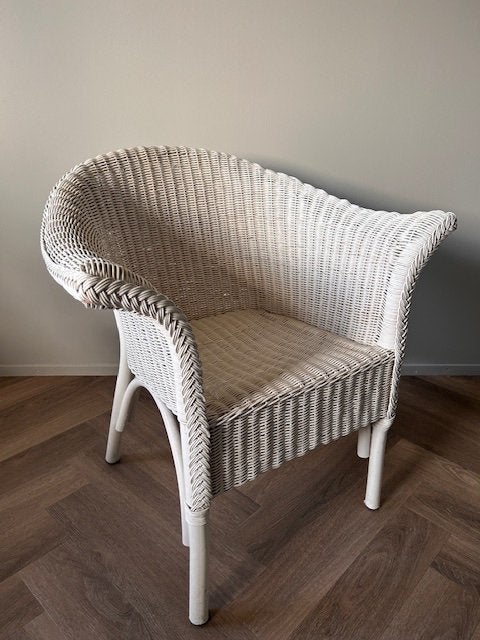 Rieten stoel, Huis en Inrichting, Stoelen, Ophalen, Gebruikt, Wit, Riet of Rotan