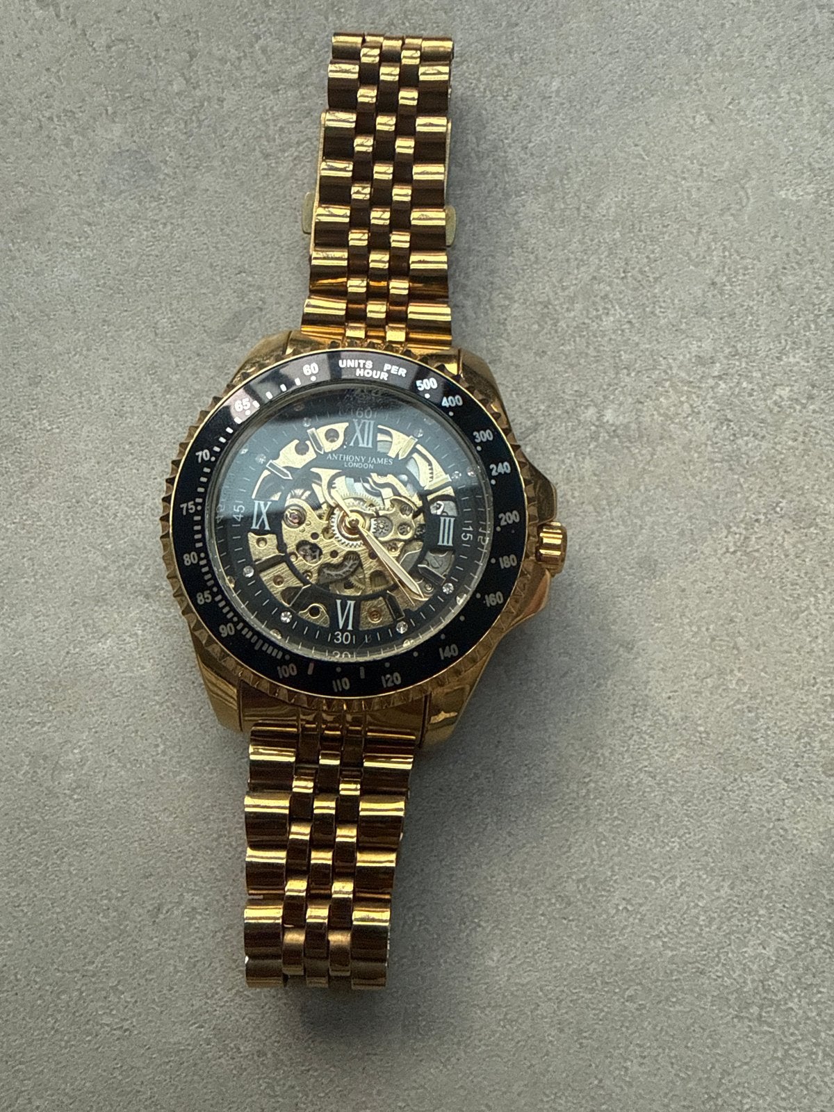 Gouden Anthony James Automatisch Polshorloge, Sieraden, Tassen en Uiterlijk, Horloges | Heren, Overige merken, Overige materialen
