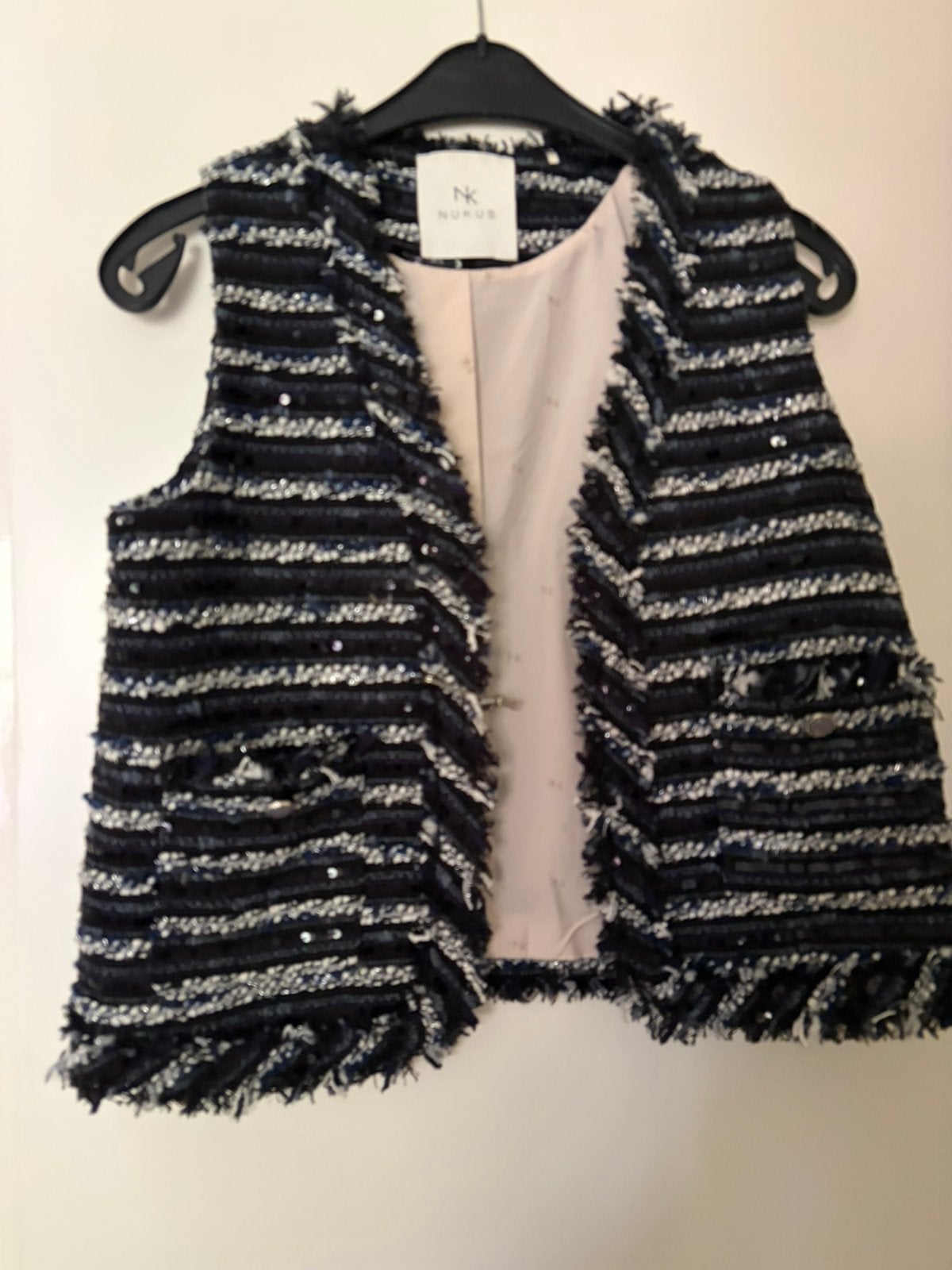 Mooie spencer mer glitter lovertjes blauw zwart. Mast 38, Ophalen of Verzenden, Zo goed als nieuw, Maat 38/40 (M), Blauw