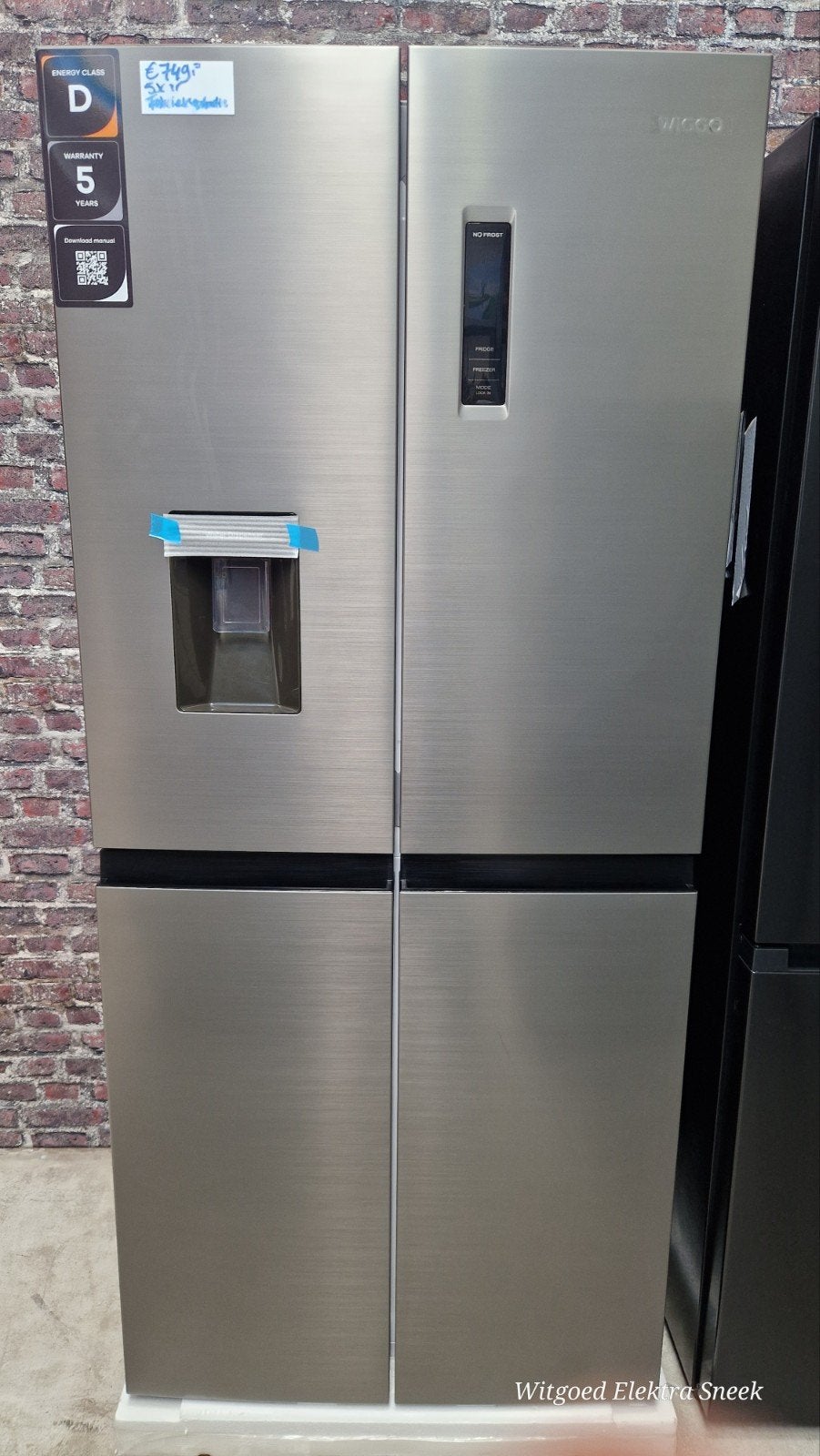 Nieuw amerikaanse koelkast, 5 jaar fabrieksgarantie, Ophalen, 150 tot 200 liter, 60 cm of meer, Met aparte vriezer