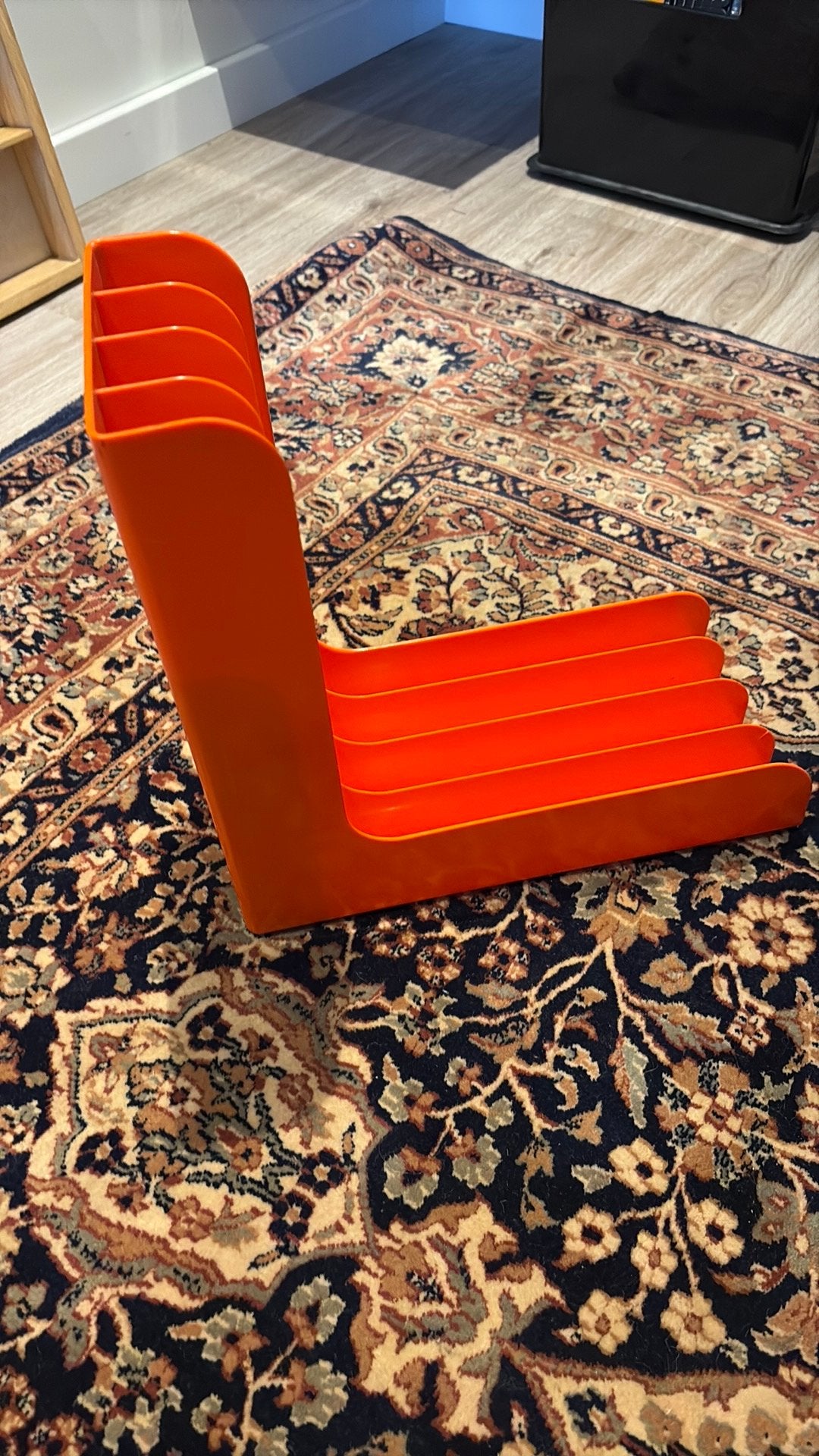 Retro oranje Platenhouder platenstandaard, Ophalen of Verzenden, Gebruikt