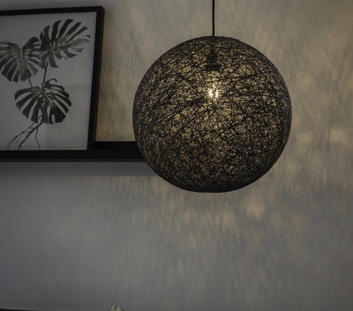 Design hanglamp zwart bol 45cm - Corda, Ophalen, Zo goed als nieuw, Textiel, E27 (groot)