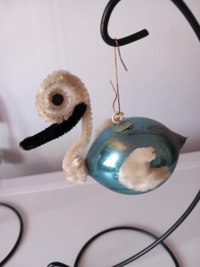Vintage kerstbal vogel kunststof, Ophalen