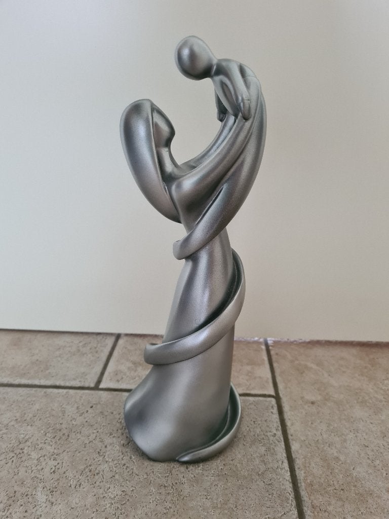 moeder kind beeld, Ophalen of Verzenden, 20 - 50 cm, Beeld, Grijs