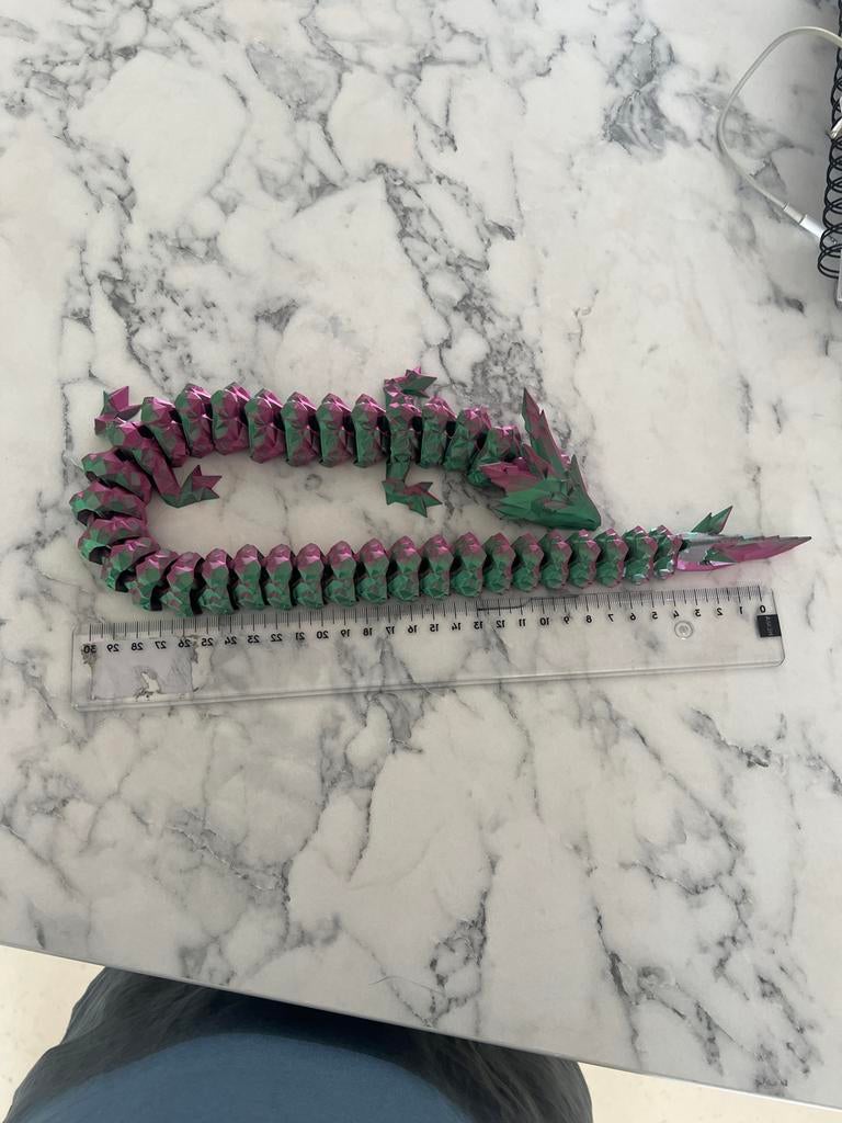 Flexibele 3D-geprinte draak - Groen/Paars, Verzamelen, Poppetjes en Figuurtjes, Nieuw, Ophalen