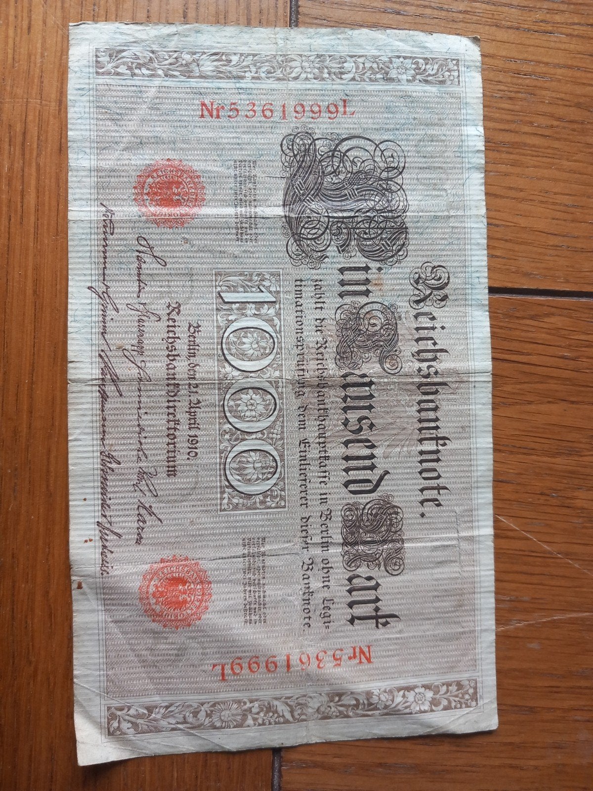 Historisch 1000 Mark biljet uit 1910 - Duitsland, Ophalen of Verzenden, Overige landen, Los biljet
