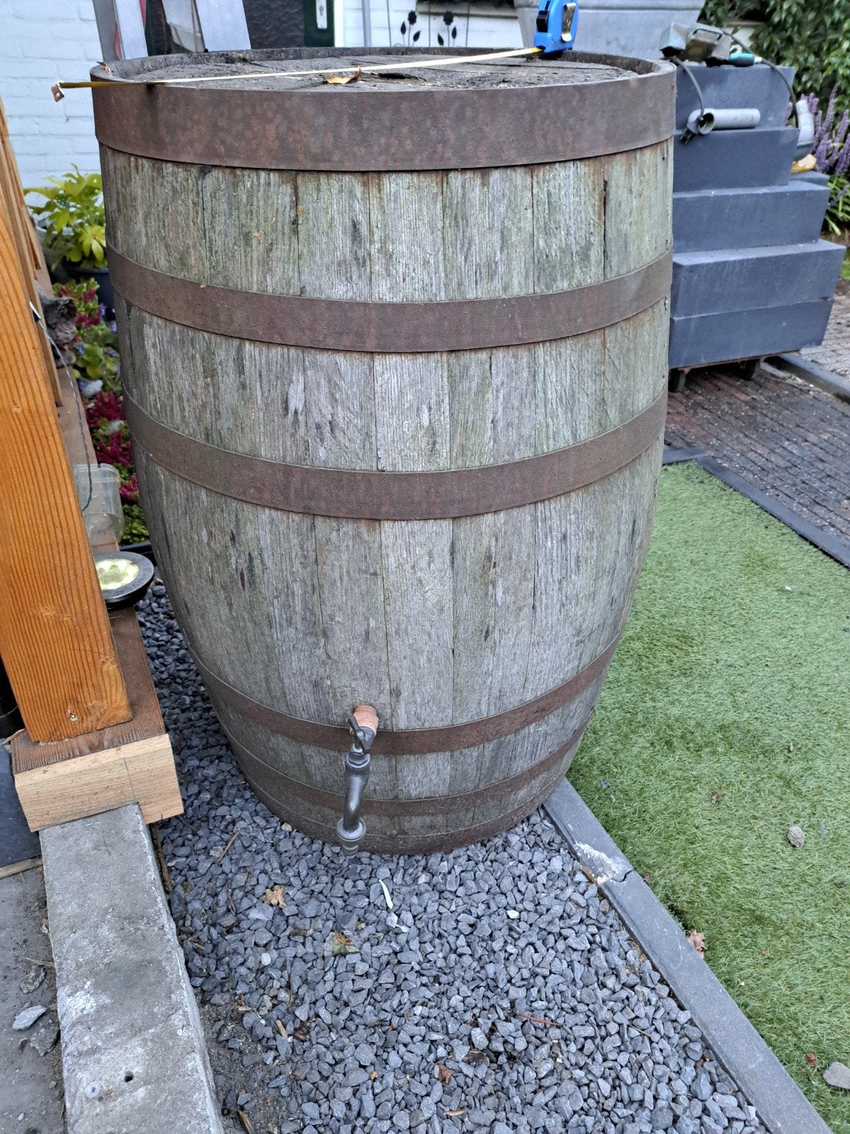 Eiken ( whisky) regenton - 150 liter of meer, Ophalen, Gebruikt, Met kraantje, 150 liter of meer