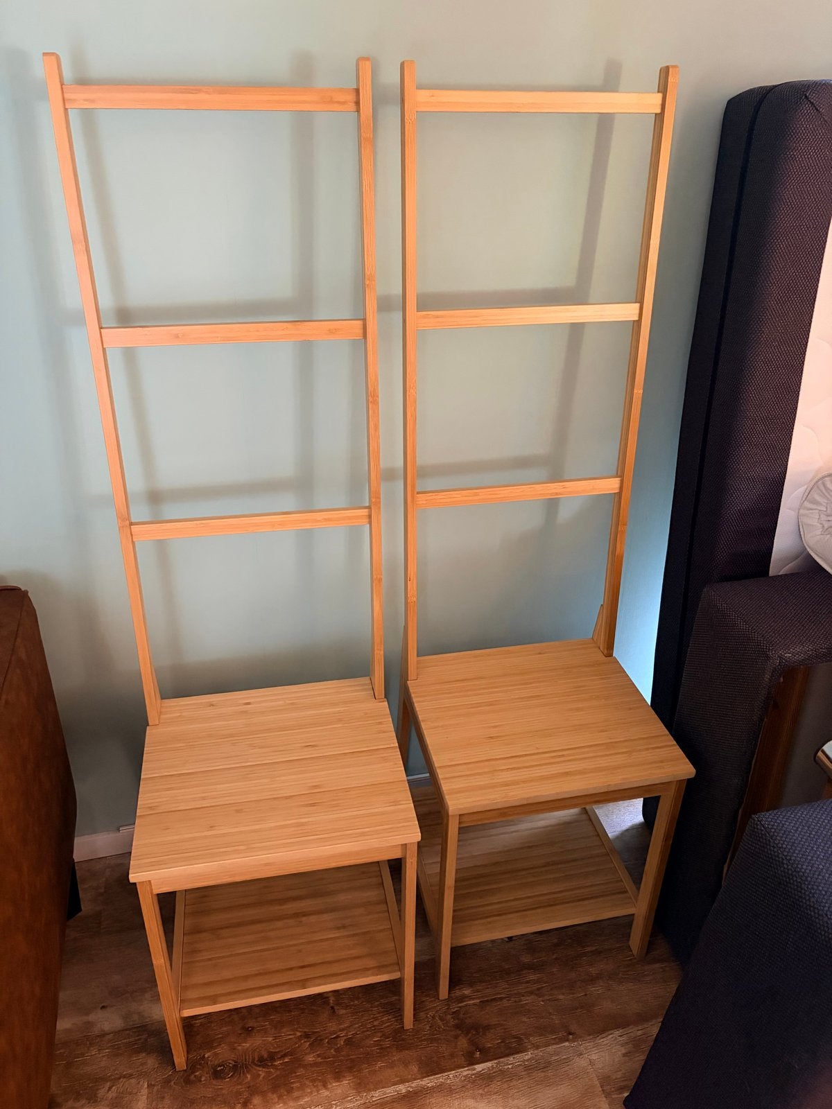 IKEA RÅGRUND Stoelen met handdoekenrek, bamboe (2 stuks), Huis en Inrichting, Handdoekenrek, Bruin, Zo goed als nieuw, Ophalen