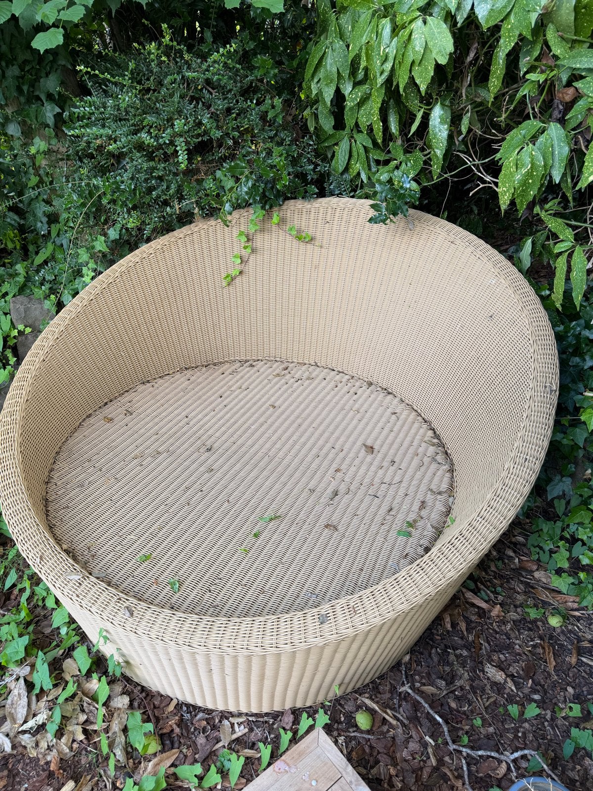 Comfortabele Wicker Loungestoel voor Buiten, Ophalen of Verzenden, Gebruikt, Wicker
