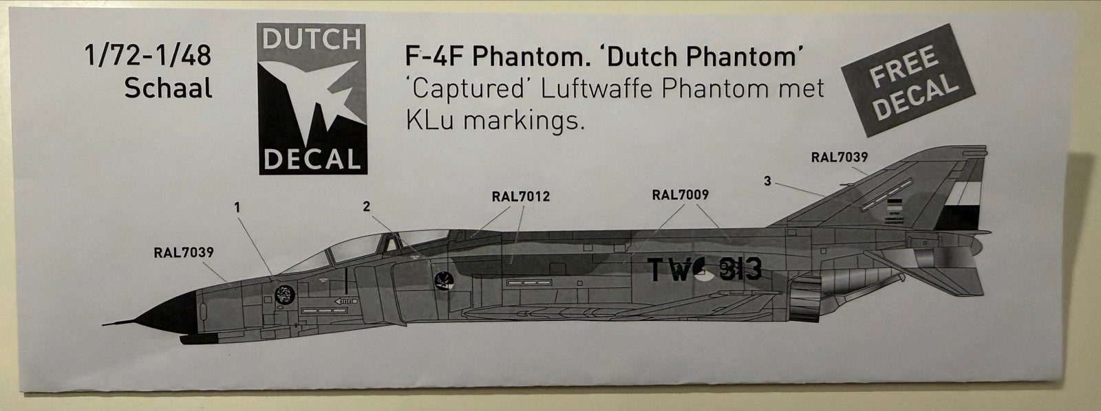 F-4F Phantom 'Dutch Phantom' Decals 1/48, Overige merken, Nieuw, Ophalen of Verzenden, Groter dan 1:72