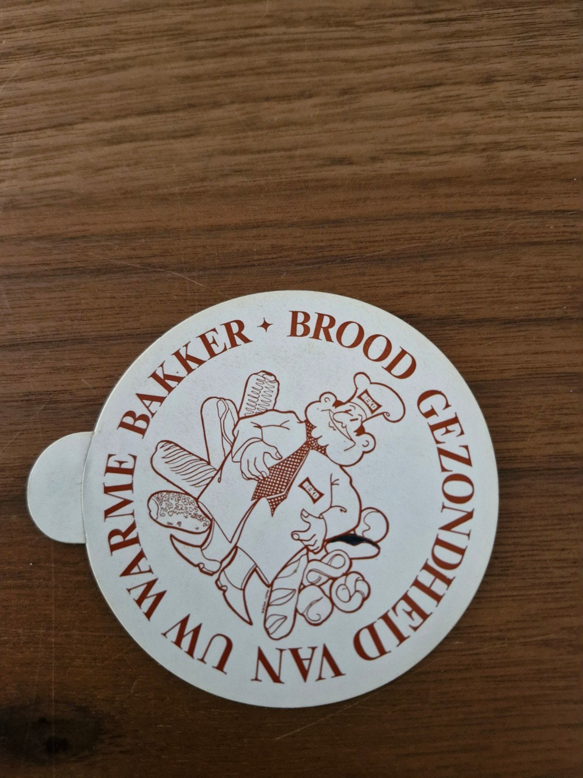 11891 Vintage sticker "Uw warme bakker + gezondheid van broo, Ophalen of Verzenden