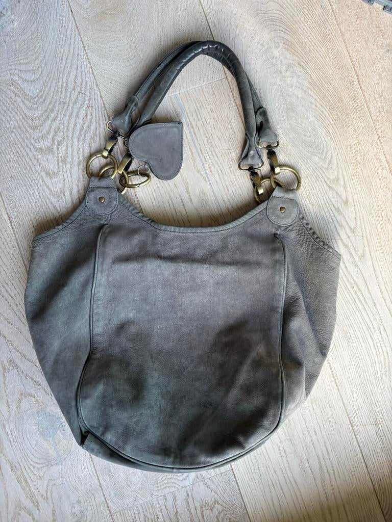 Fab tas - Stijlvolle handtas van suède, Ophalen of Verzenden, Gebruikt, Grijs, Shopper