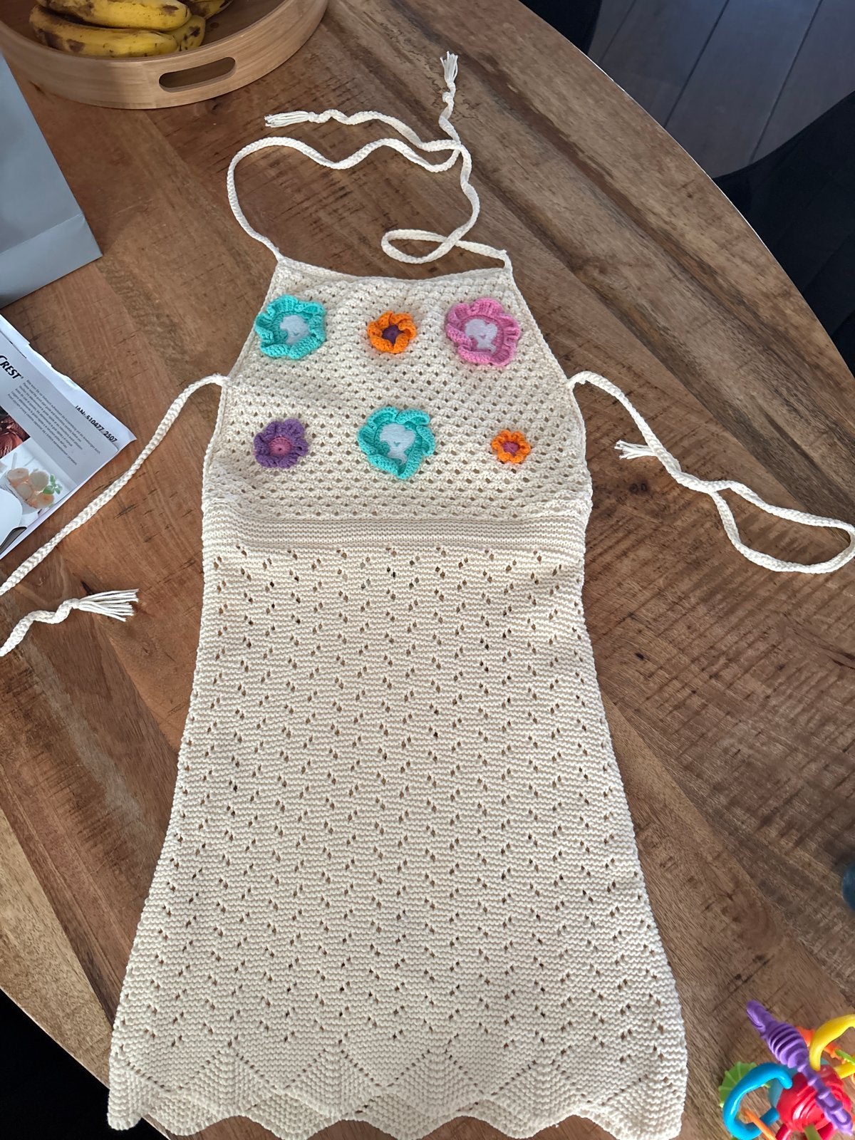 Reinders Gehaakt zomerjurk met bloemen van Reinders - Maat S, Beige, Ophalen of Verzenden, Zo goed als nieuw, Maat 36 (S)