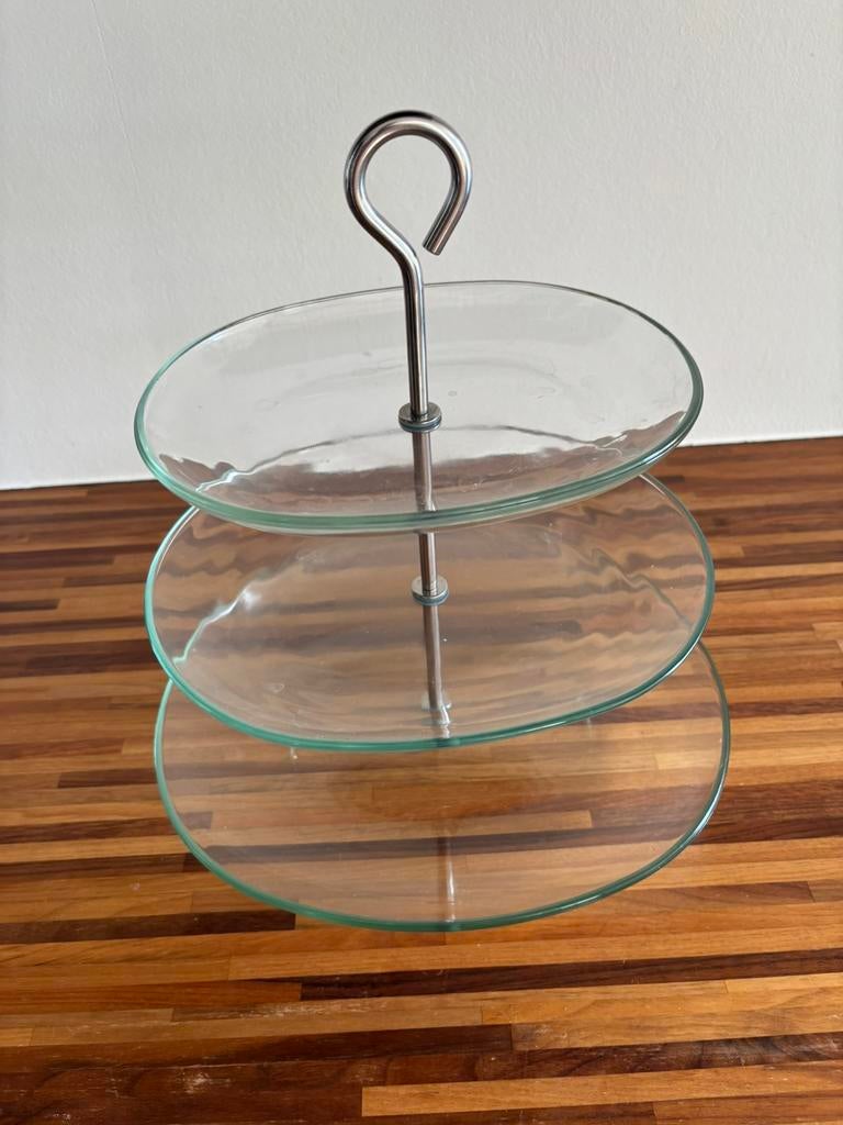 three-tier glass serving stand / Dessert stand, Ophalen, Zo goed als nieuw