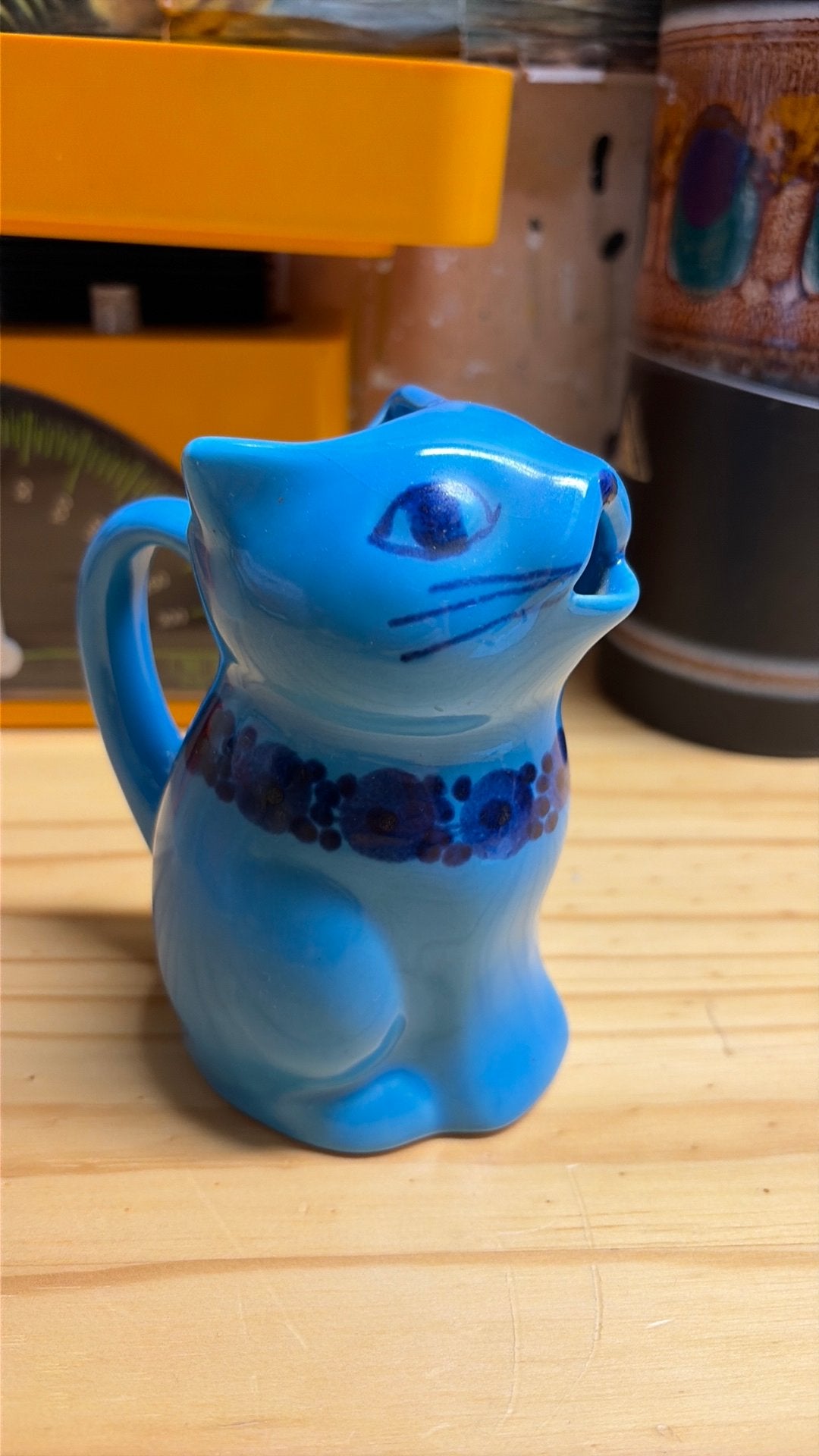 Vintage roomkannetje kat Guldkroken Hjo Sweden, Antiek en Kunst, Antiek | Keramiek en Aardewerk, Ophalen of Verzenden